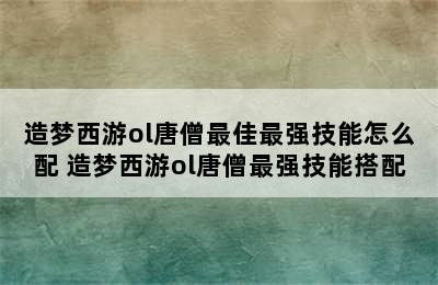 造梦西游ol唐僧最佳最强技能怎么配 造梦西游ol唐僧最强技能搭配